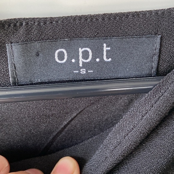 o.p.t Black Dress Women's S Side Slit, Ruching Fully Lined Below Knee Formal EUC - Picture 5 of 8